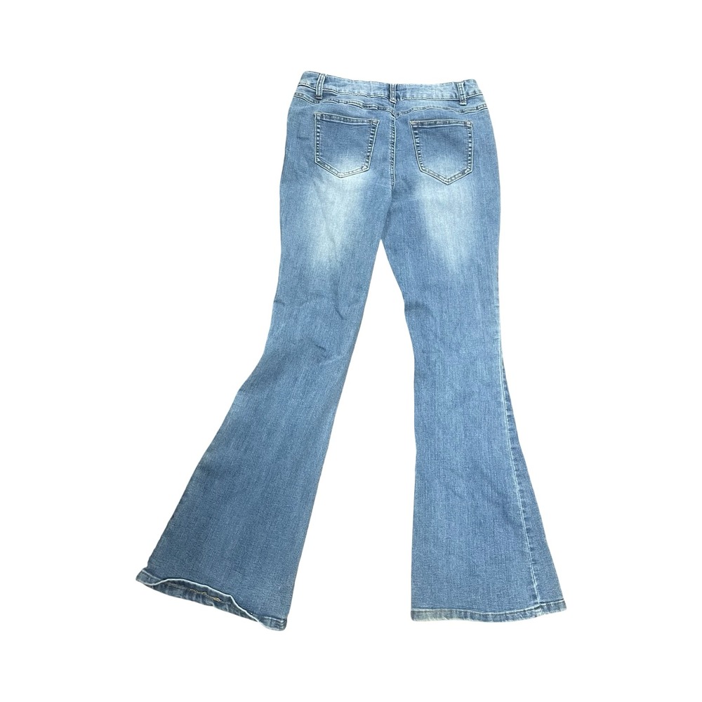 Cato Premium Contemporary Flare Jeans Light Wash Braided Pocket Blue Womens 8 - Picture 3 of 9